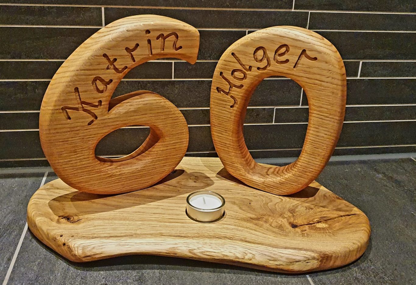 "Zum 60sten" aus Eiche