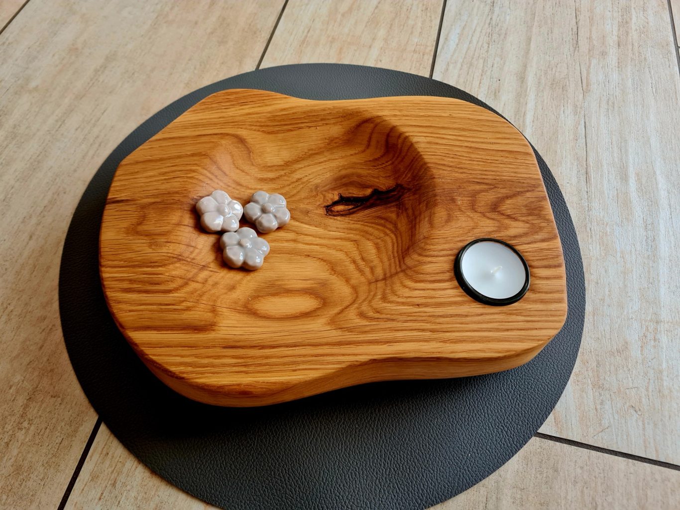 Schale Eiche mit Teelicht