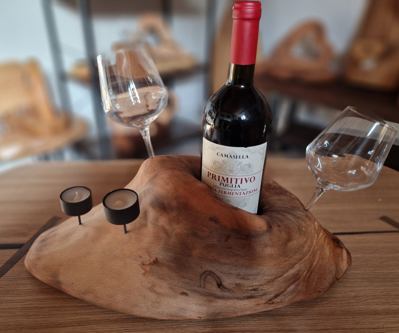 Weinglashalter mit Teelichter