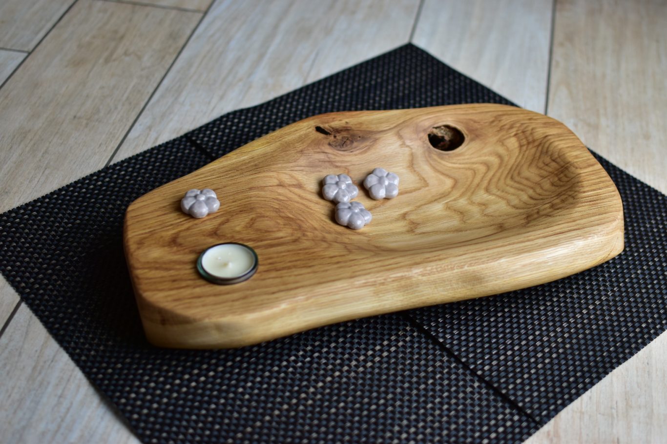 Schale Eiche mit Teelicht